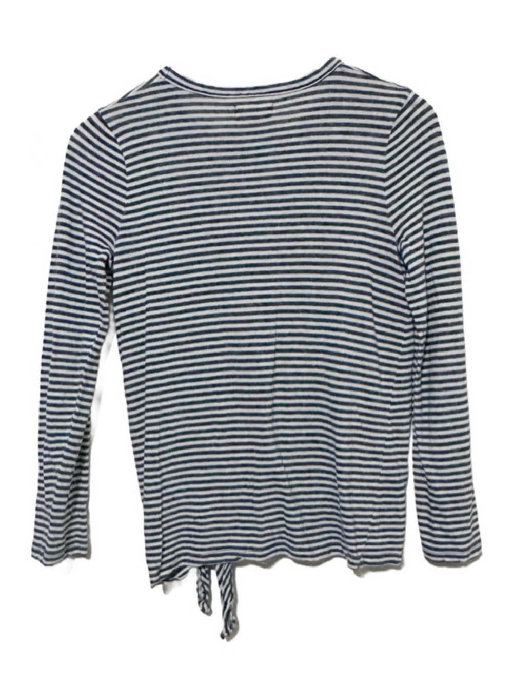 Madewell Soundcheck Side-Tie Striped Tee Long Sleeve Linen Cotton Blend Medium - Picture 3 of 4